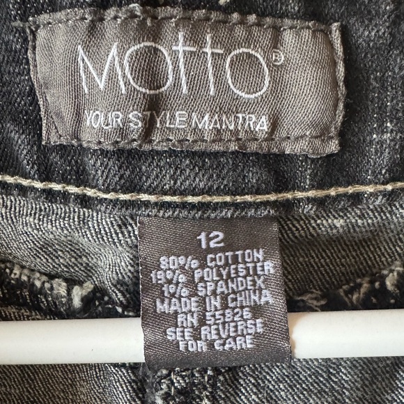 Vintage 1980 MOTTO black denim midi skirt trumpet flounce fit-n-flare women’s 12 - Picture 12 of 15